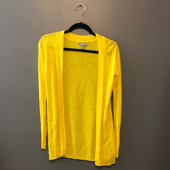 yellow cardigan sweater